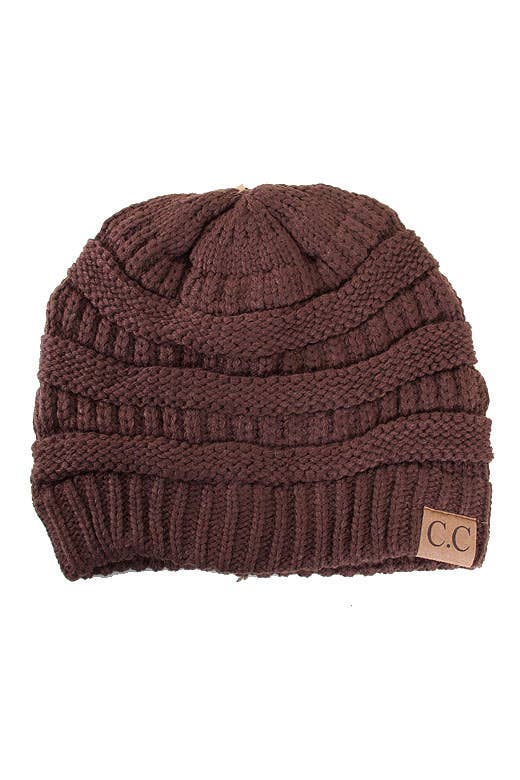 C.C Ribbed Kit Solid Color Beanie: Black