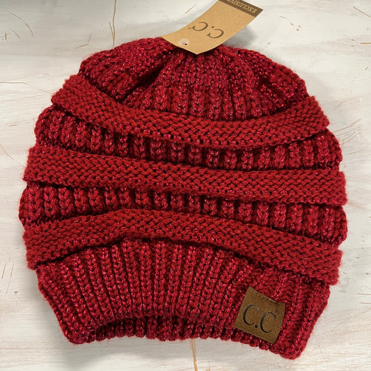 CC Knit Beanie - Metallic Red