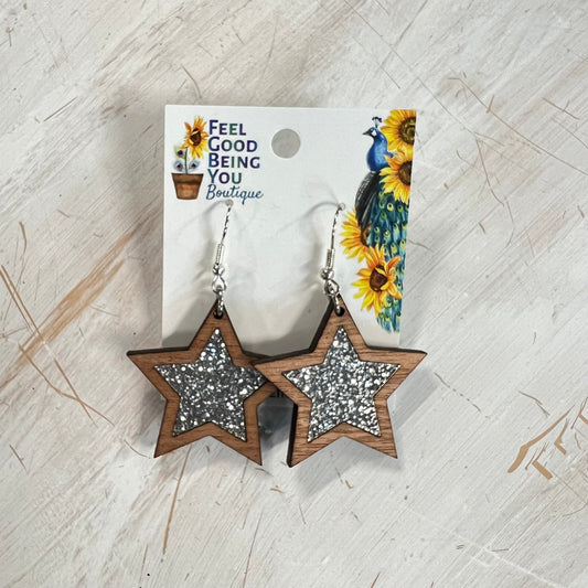 Silver Star Sparkle Dangles