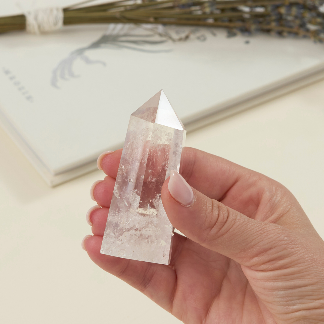 Clear Quartz Crystal Tower – Hand Carved, Polished Points