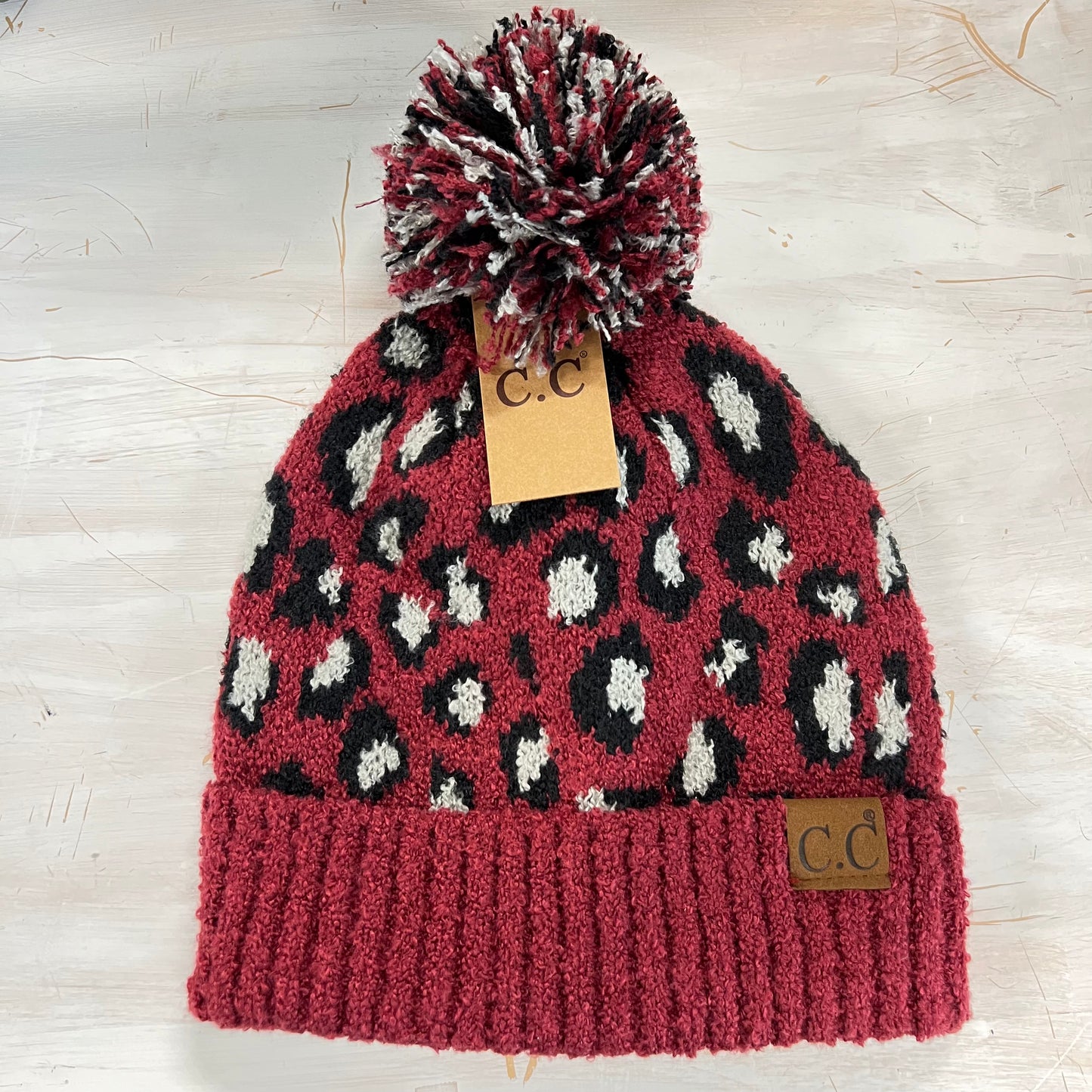 C.C Leopard Jacquard Knit Beanie