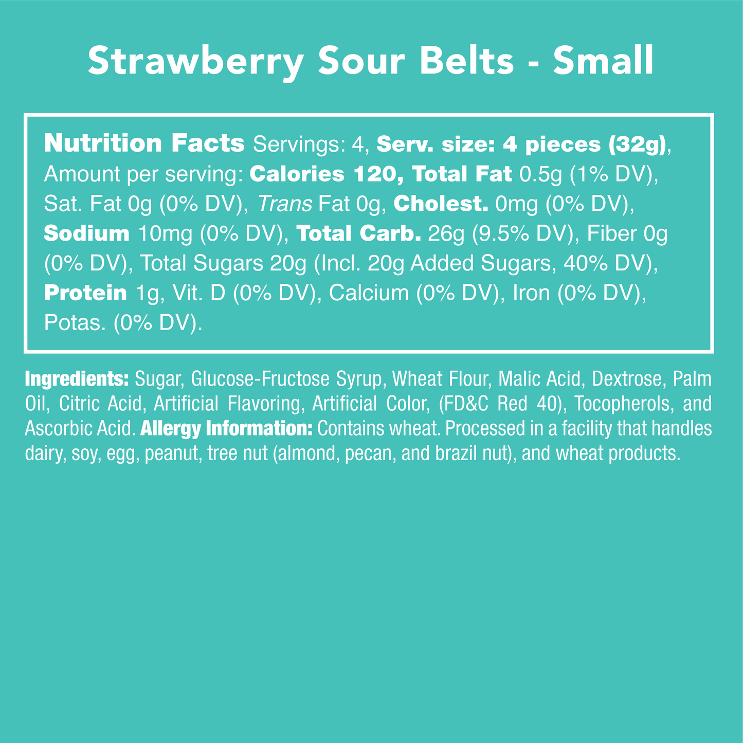 Strawberry Sour Belt Candies: Small