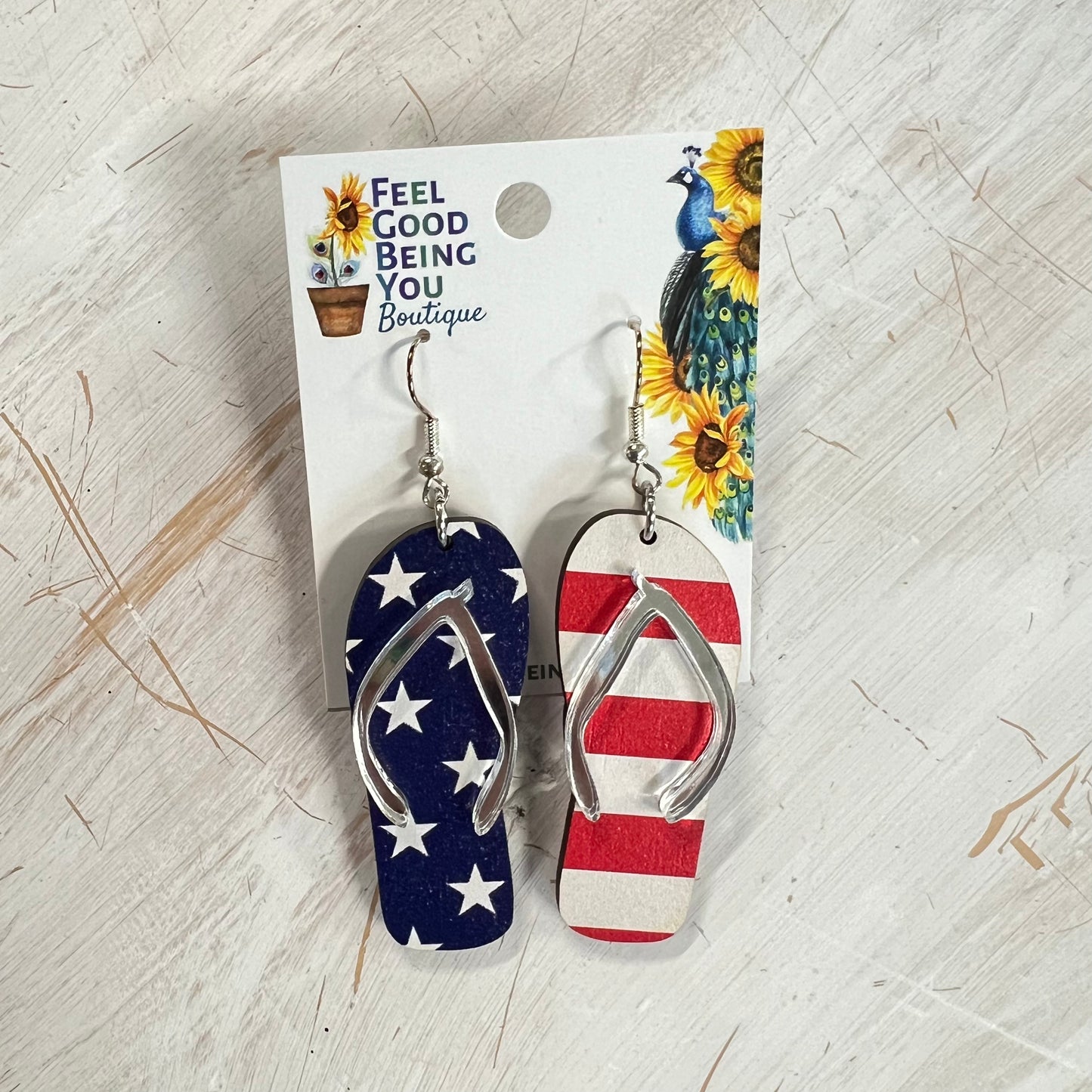 Red, White, & Blue Flip Flop Dangles