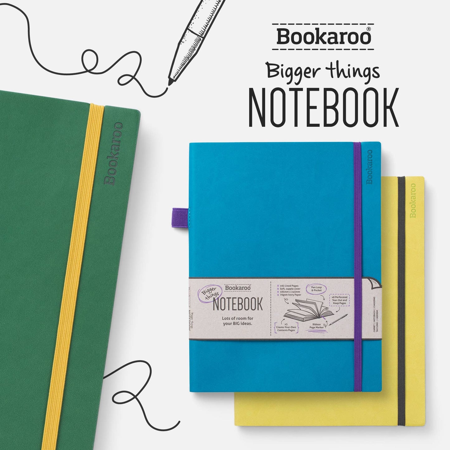 Bookaroo Bigger Things Notebook: Teal