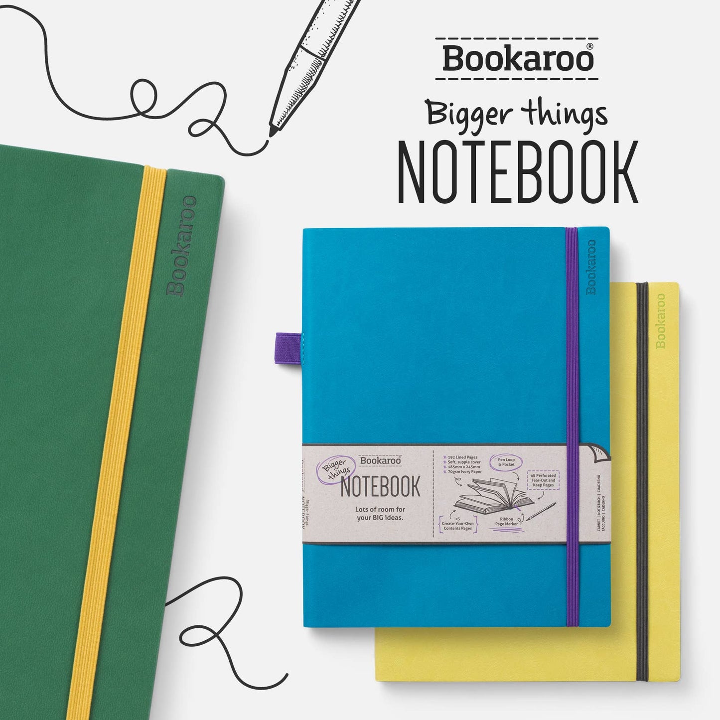 Bookaroo Bigger Things Notebook: Forest Green