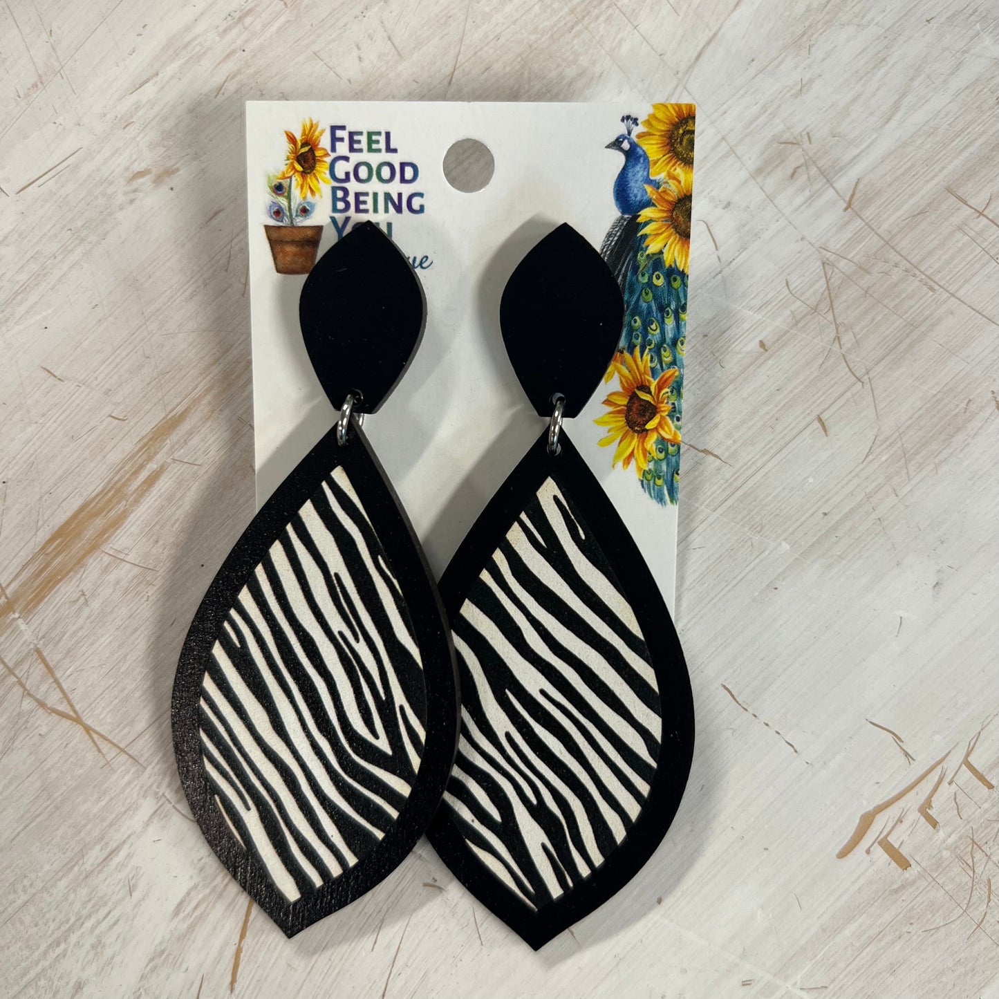 Zebra Teardrop Dangles