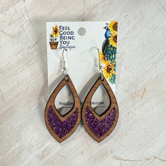 Purple Teardrop Sparkle Dangle