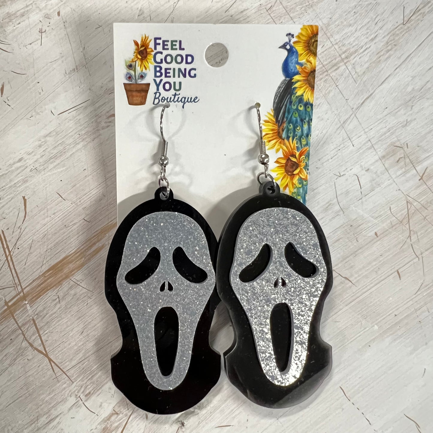 Scream Face Ghost Dangles