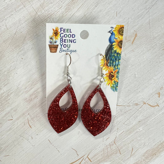 Mini Red Sparkle Teardrop