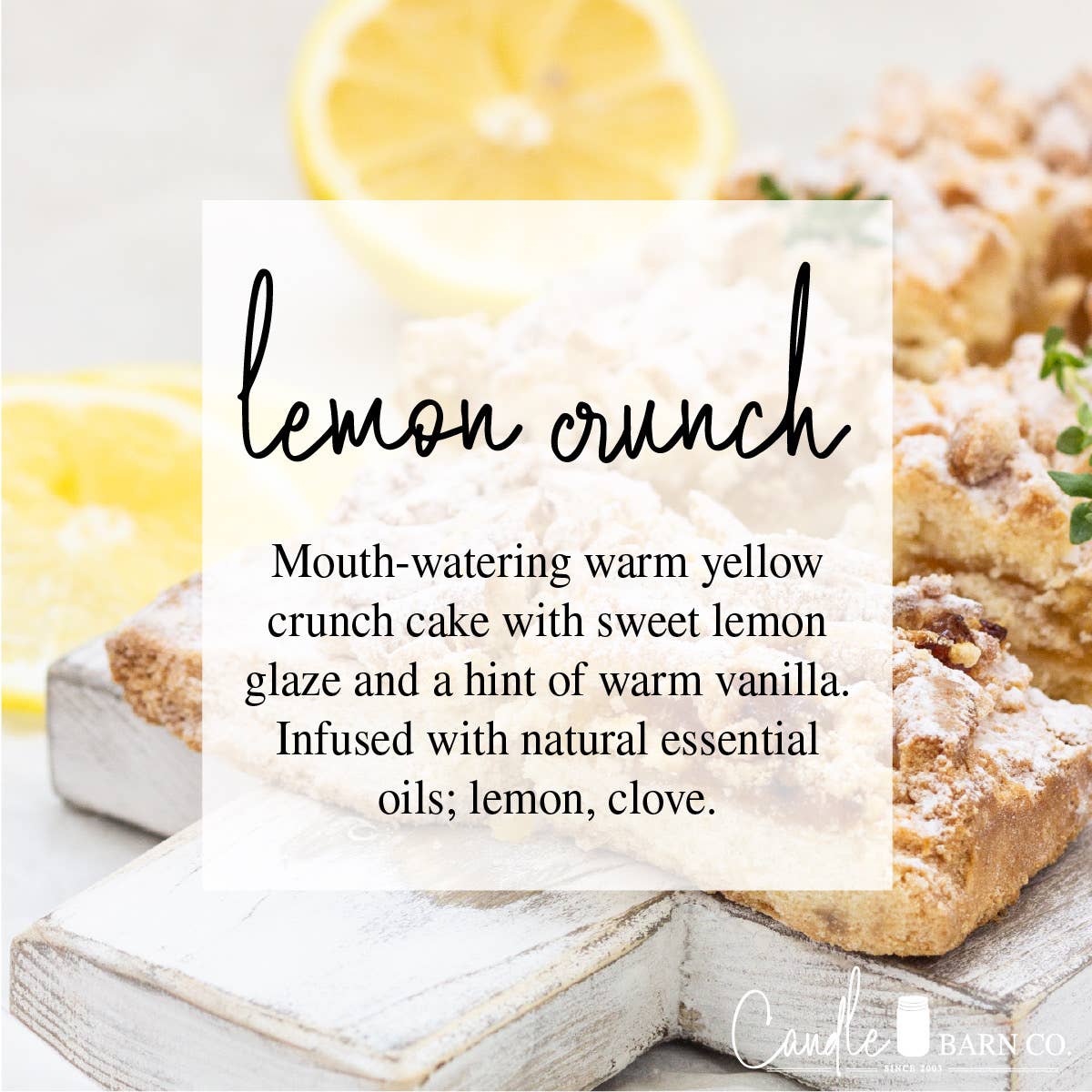 LEMON CRUNCH | 8oz Mason Jar |100% Pure Soy Candle