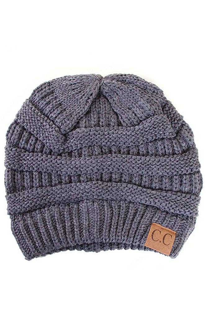 C.C Ribbed Kit Solid Color Beanie: Black