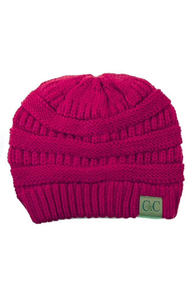 C.C Ribbed Kit Solid Color Beanie: Black