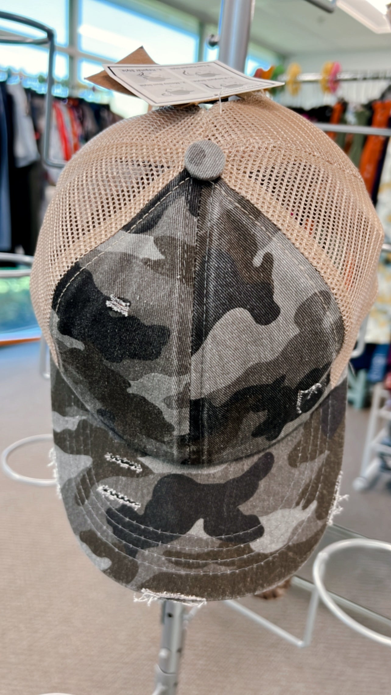 Camo Grey CC Ponytail Hat