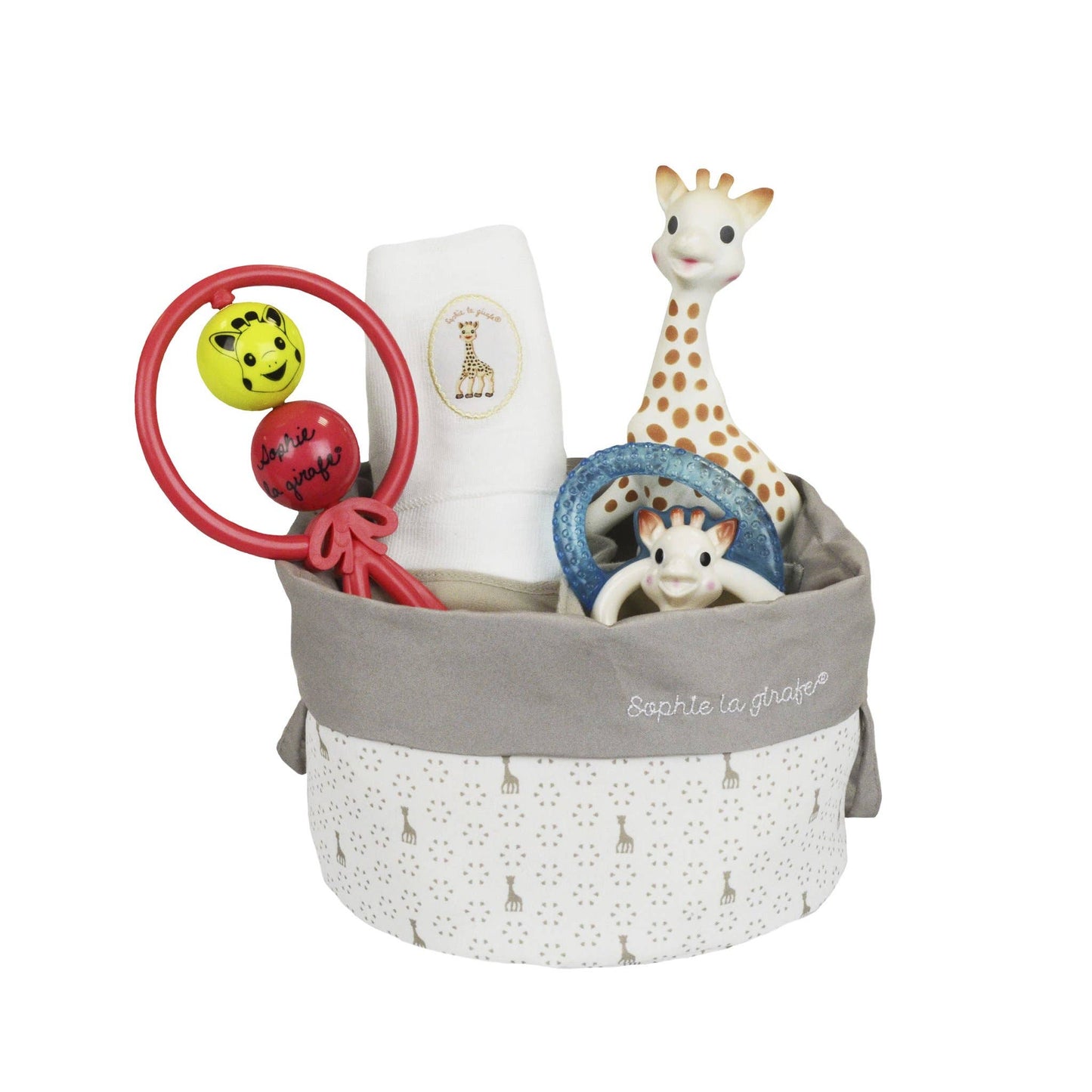 Birth Basket - Sophie + Cooling Teether+ Swaddle + Rattle