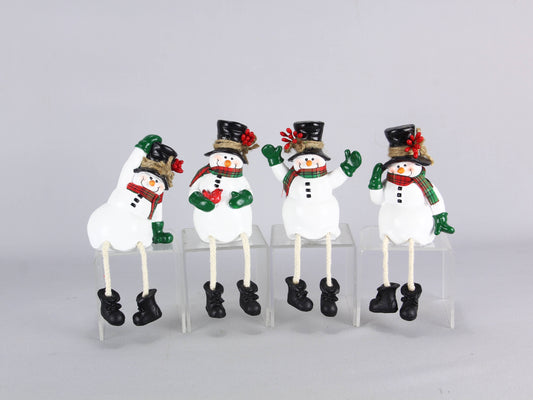 Resin Snowman with Dangle Legs 4 assorted