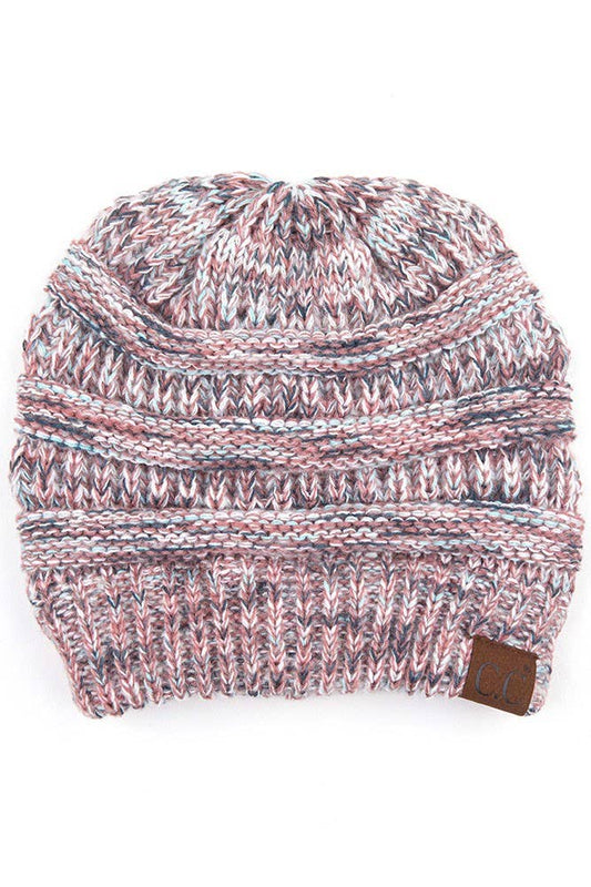 C.C Multicolor Soft Ribbed Knit Beanie