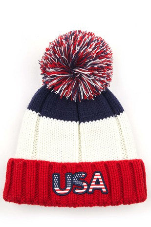 CC USA Flag Beanie with Pom