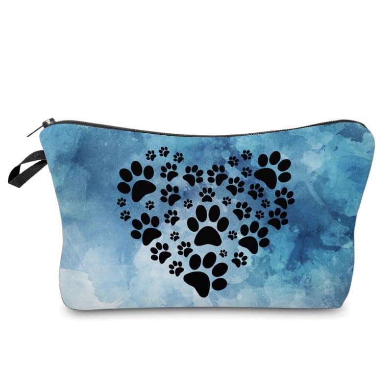 Blue Paw Heart Pouch