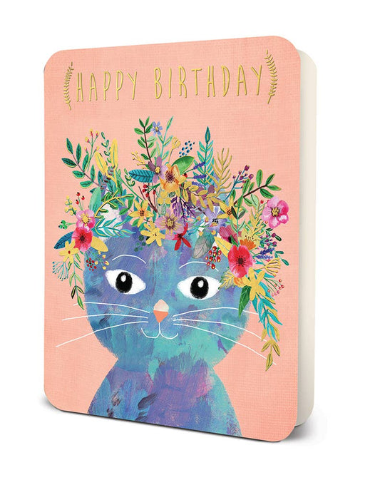 Happy Birthday Cat Deluxe Greeting Card