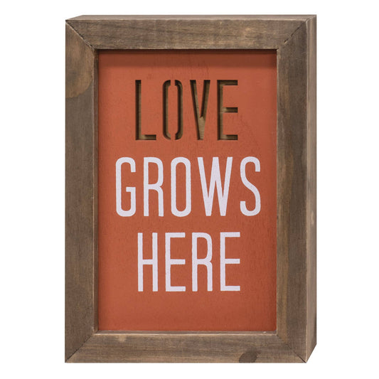Love Grows Here Framed Cutout Sign
