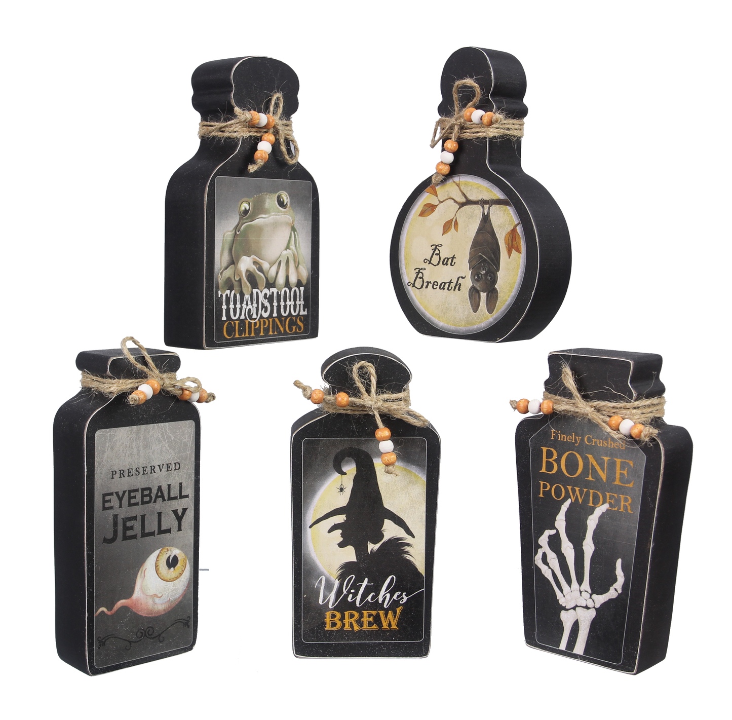 Halloween Potion Shaped Mini Tabletop Wood Bottle Signs