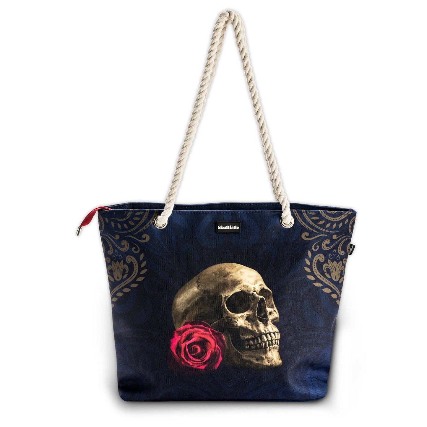 Skullistic Rose Skull Navy Shoulder Beach Bag
