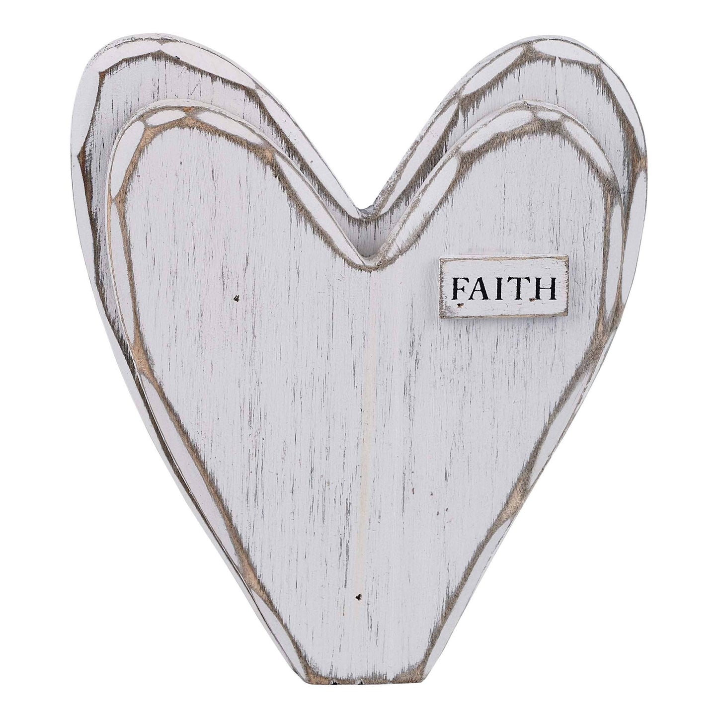 Faith White Wooden Heart
