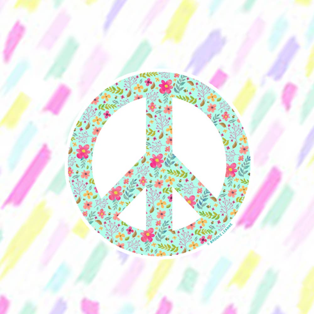 Peace Sign Flower Vinyl Sticker