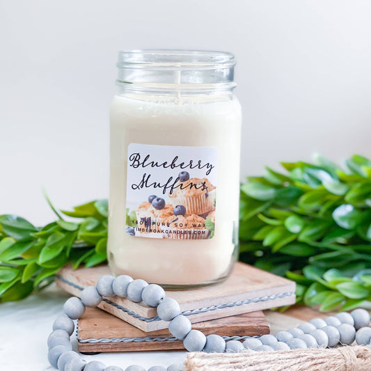 BLUEBERRY MUFFINS | 16oz Mason Jar | 100% Pure Soy Candles