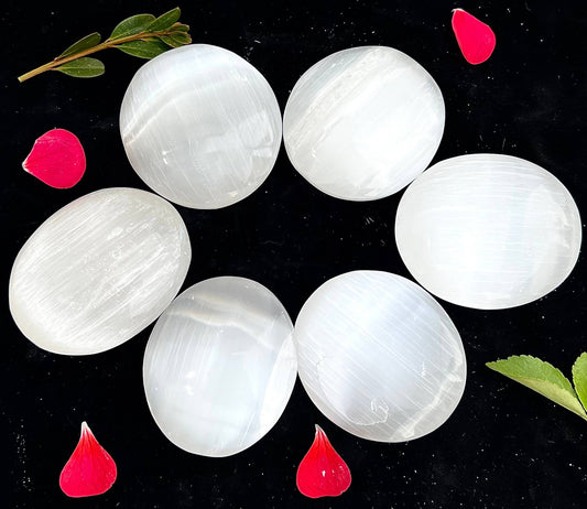 Selenite Satin Spar Palm Stones Crystal