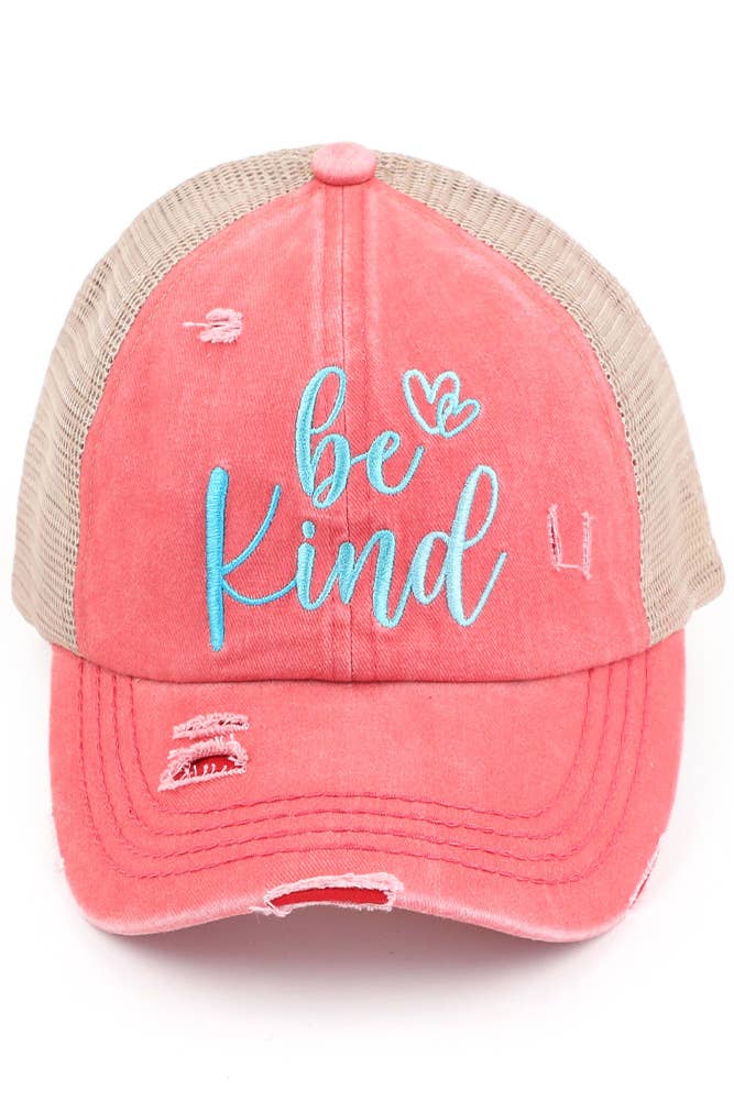 C.C BE KIND Patch Distressed Vintage Pony Cap