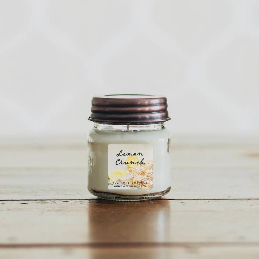 LEMON CRUNCH | 8oz Mason Jar |100% Pure Soy Candle