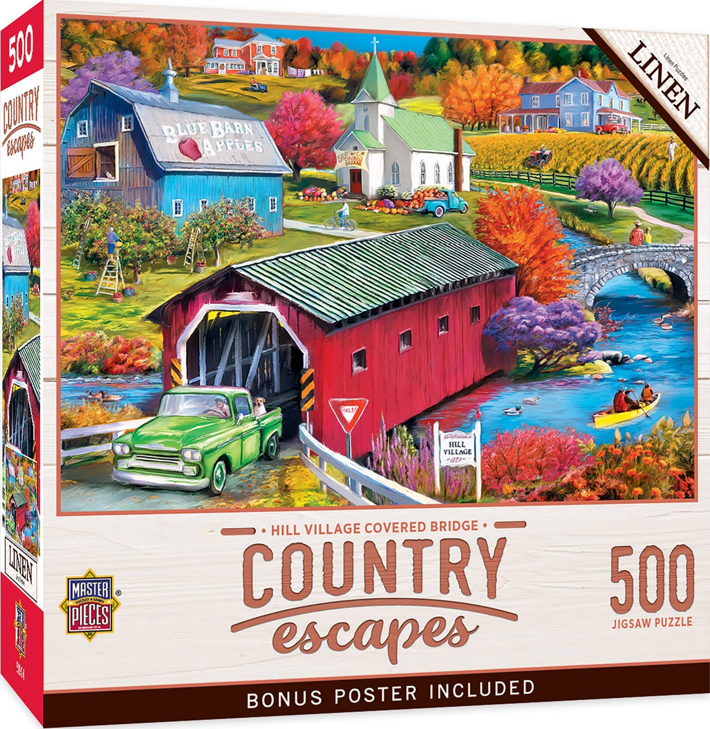 Country Escapes - Hill Village Covered Bridge 500 pc Puzzle