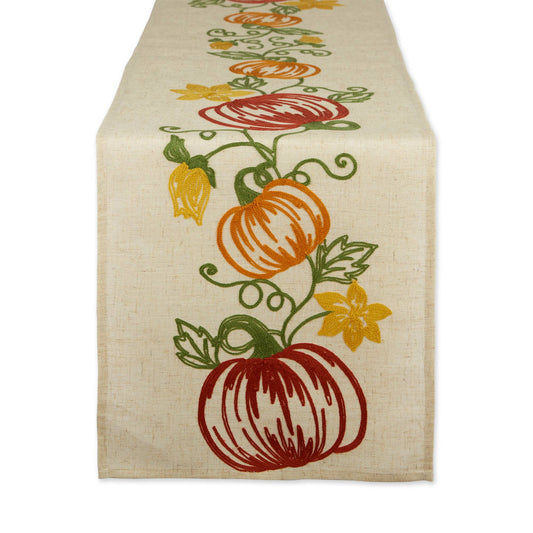 Pumpkin Vine Embroidered Table Runner - 14 X 70