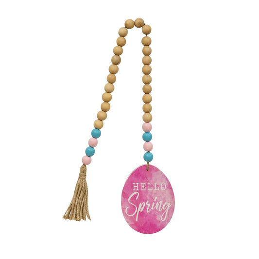 Hello Spring Wooden Bead Garland w/Easter Egg