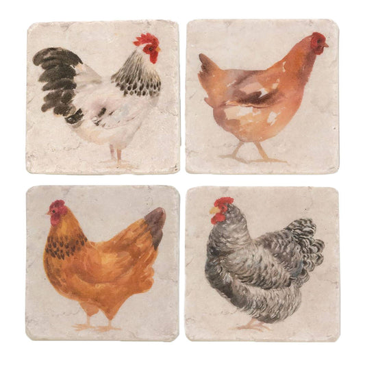 4/Set Rooster Resin Coasters