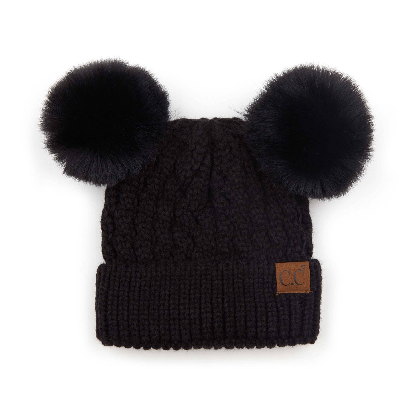 C.C double pom pom beanie hat