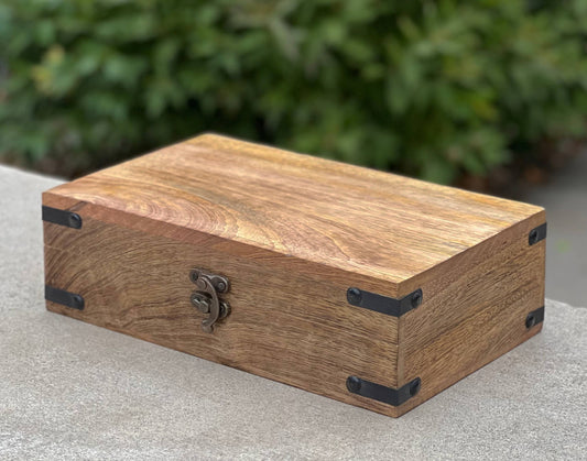 Hand Carved Jewelry Trinket Keepsake Wooden Box