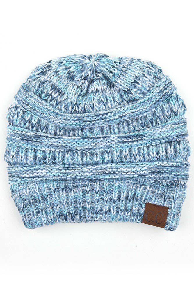 C.C Multicolor Soft Ribbed Knit Beanie