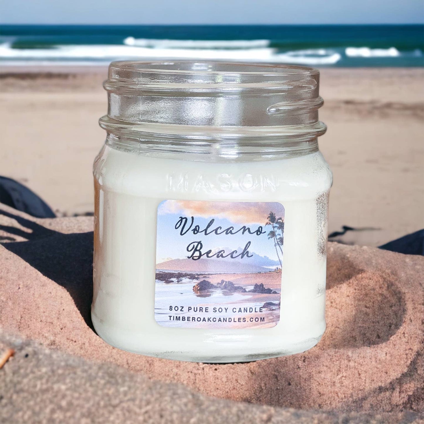 VOLCANO BEACH | 8oz Mason Jar | 100% Pure Soy Candle