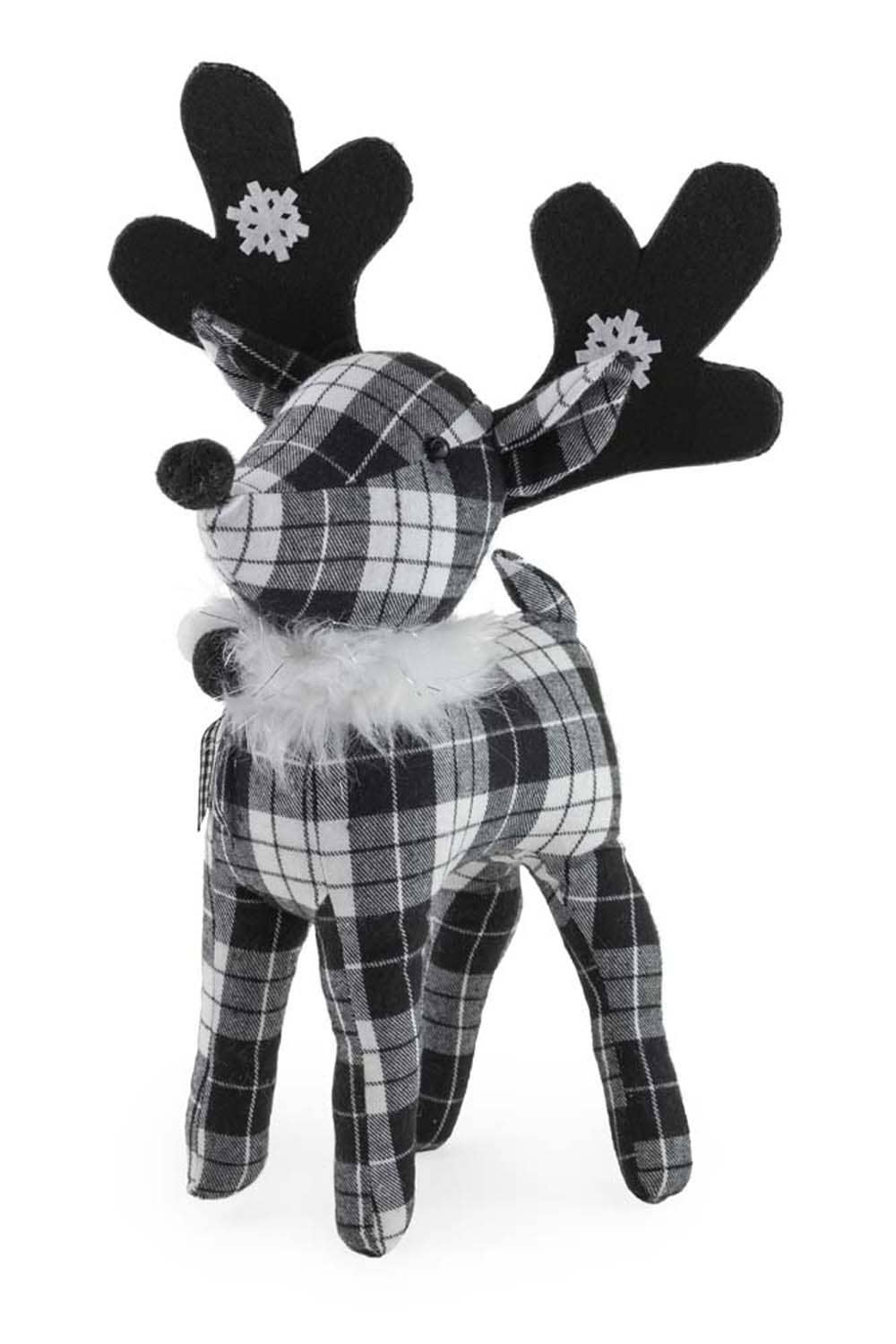 Black and White Plaid Deer Christmas Accent