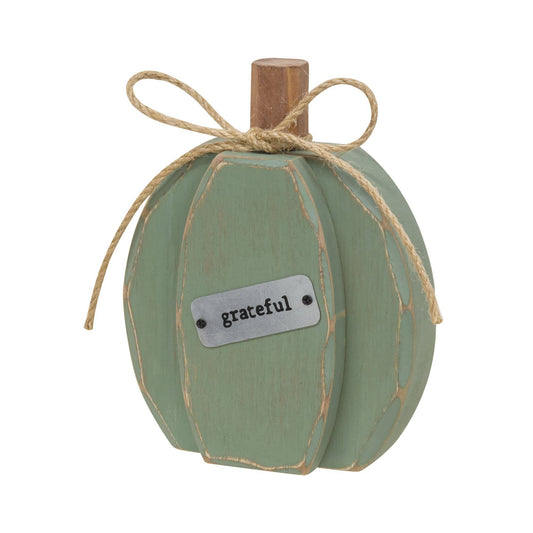 Teal Chunky Grateful Pumpkin Sitter