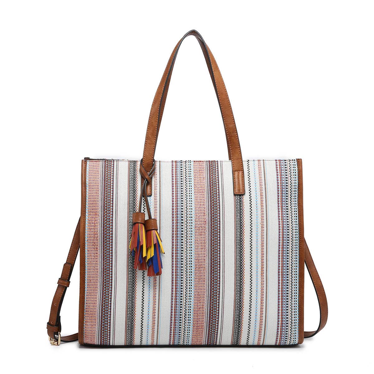 M2088 Eleanor Canvas Satchel w/ Multicolor Tassels