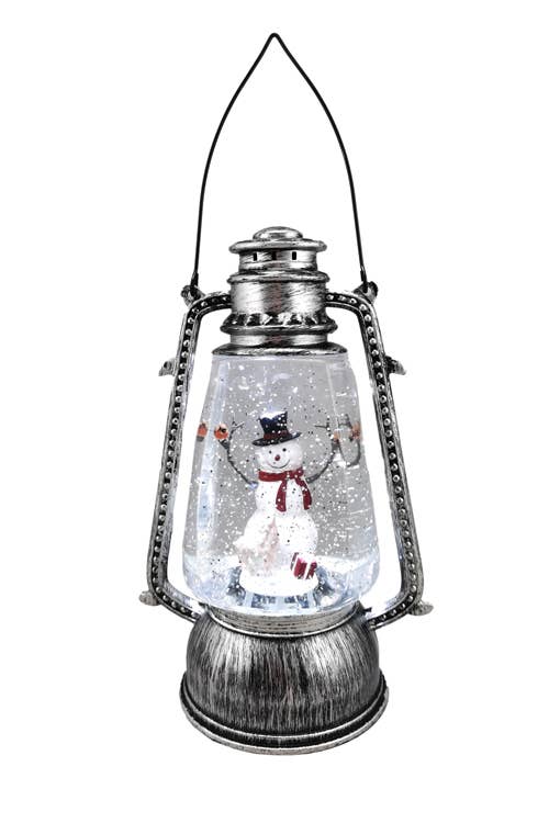 Snowman Lantern Warm White LED Snow Globe