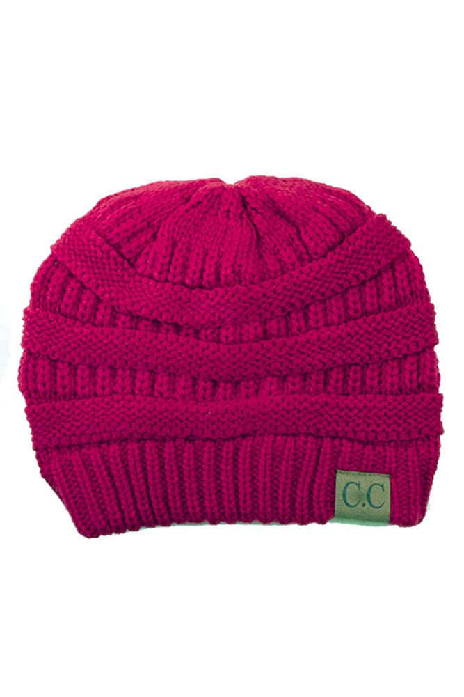 C.C Ribbed Kit Solid Color Beanie: Hot Pink