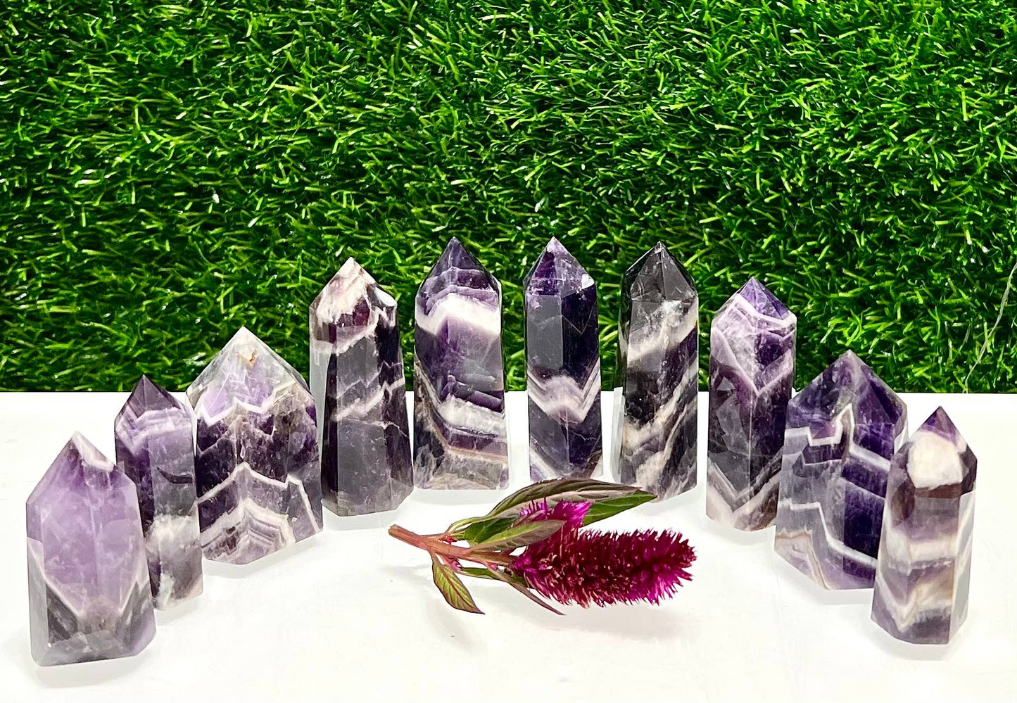 Dream Chevron Amethyst Obelisk Point Crystal