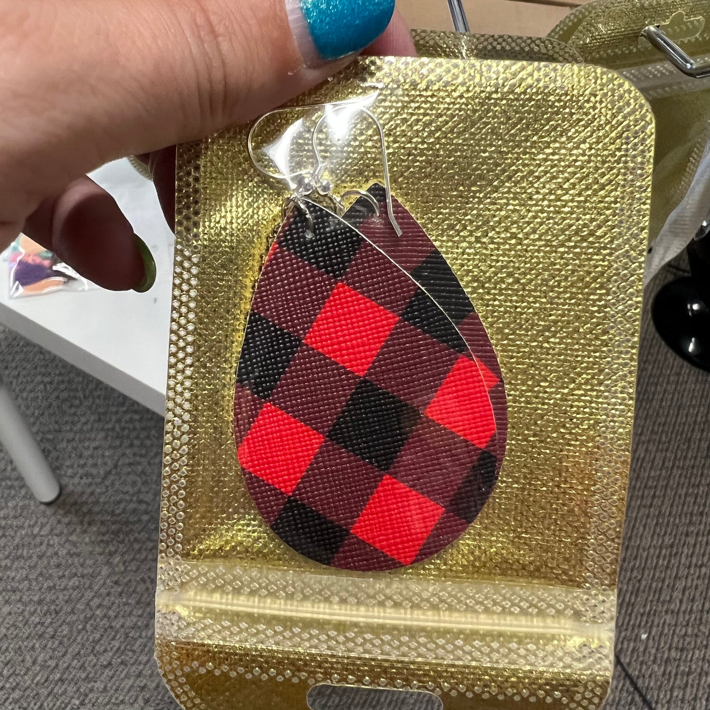 Red plaid earrings